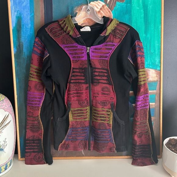 Ark Imports Bohemian Patchwork Bomber Jacket Small - Picture 2 of 16